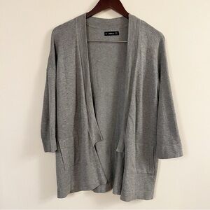 Zara Knit Gray Open Front Notched Hem Cardigan Size Medium